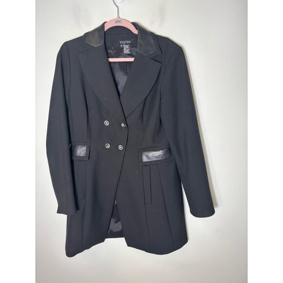 Etcetera Black with Leather Trim Blazer Sz 10 - Picture 1 of 3